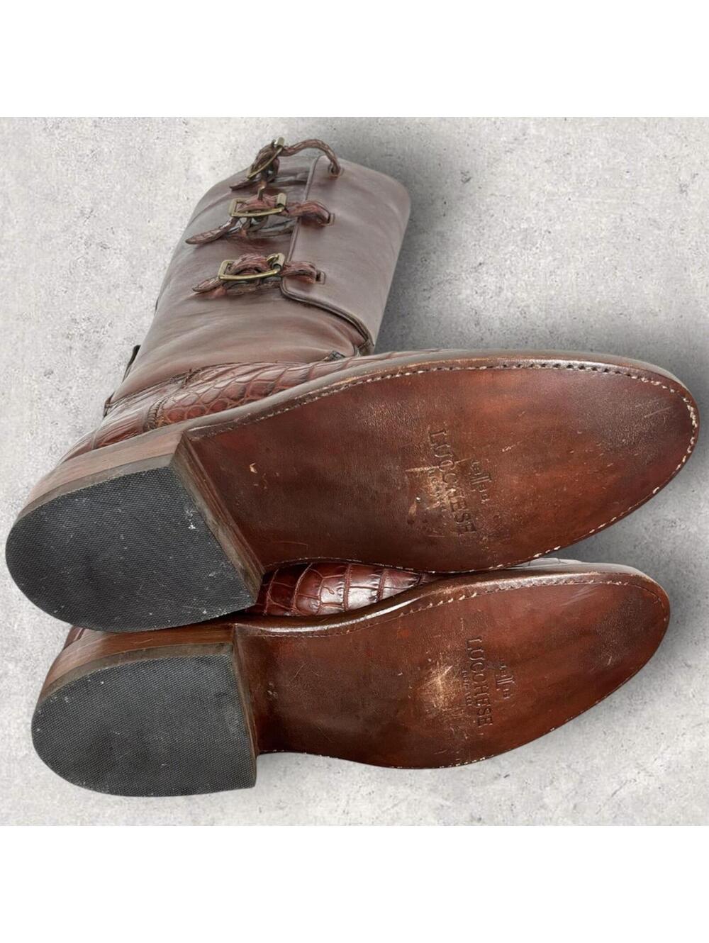 LUCCHESE CLARK POLO RIDING BOOTS WITH NILE CROCODILE BELLY GY4900 SZ 8.5 $3199 - Picture 7 of 10